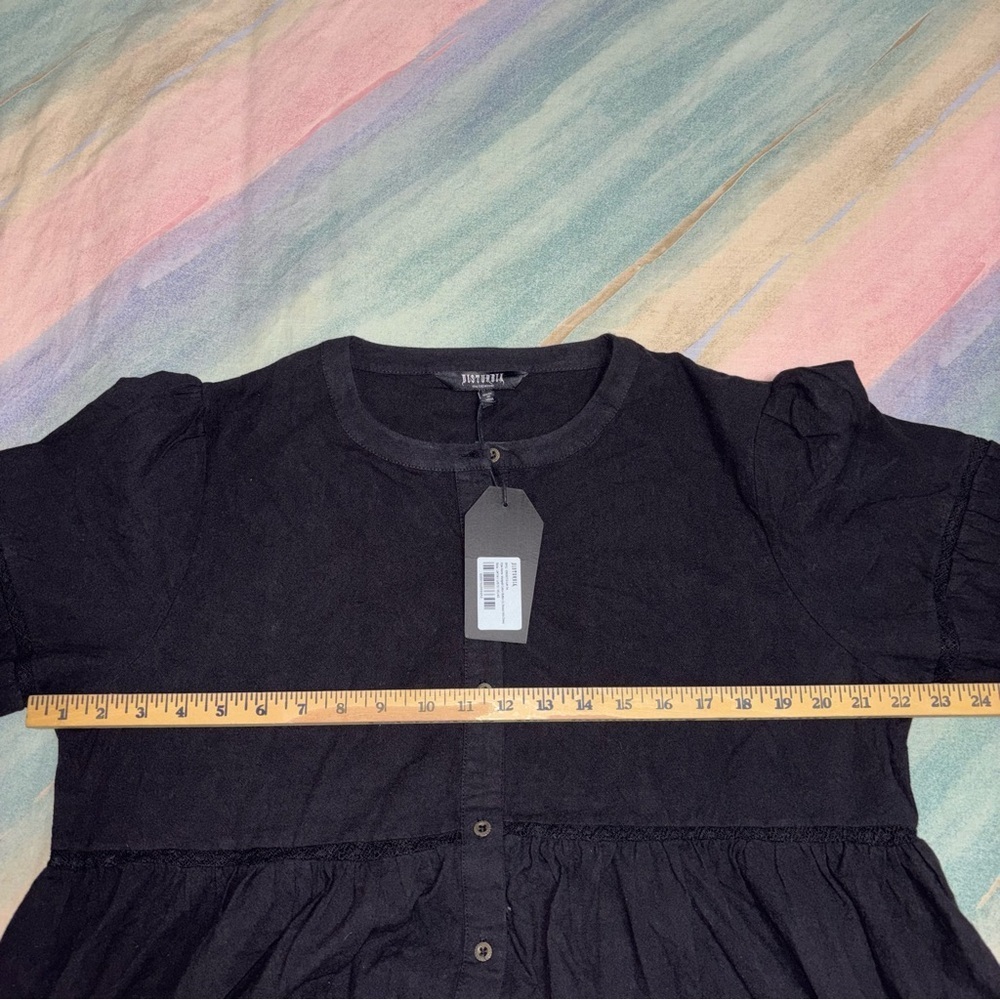 NWT Disturbia Marigold Cotton Button Up Smock Mini Dress US 10 - Picture 10 of 10
